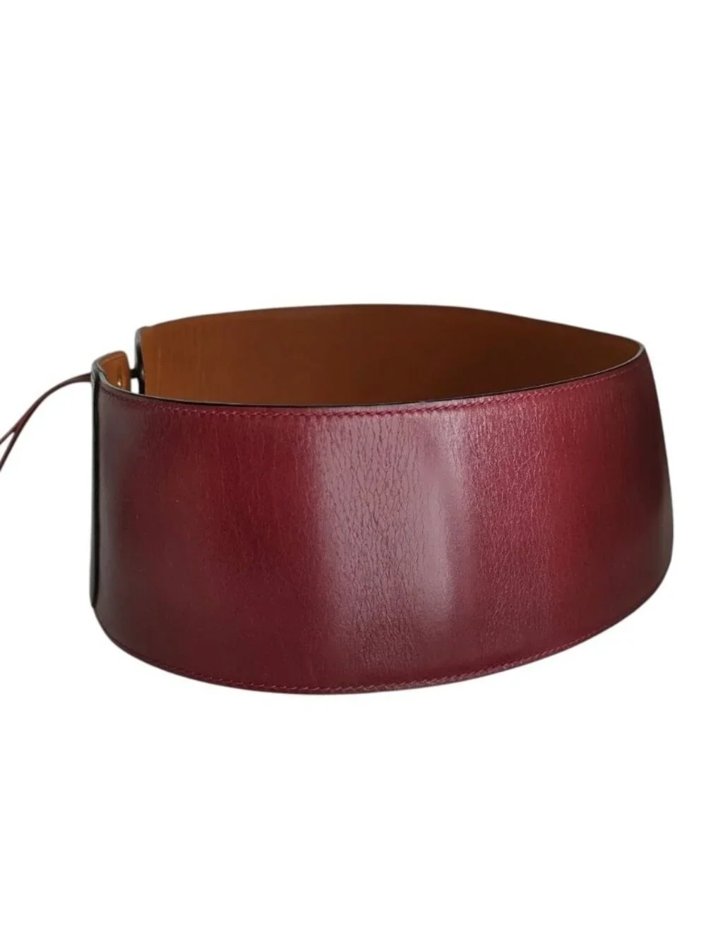 Celine Vintage Star Ball Charm Corset Waist Mark Wide Leather Belt 75 Bordeaux